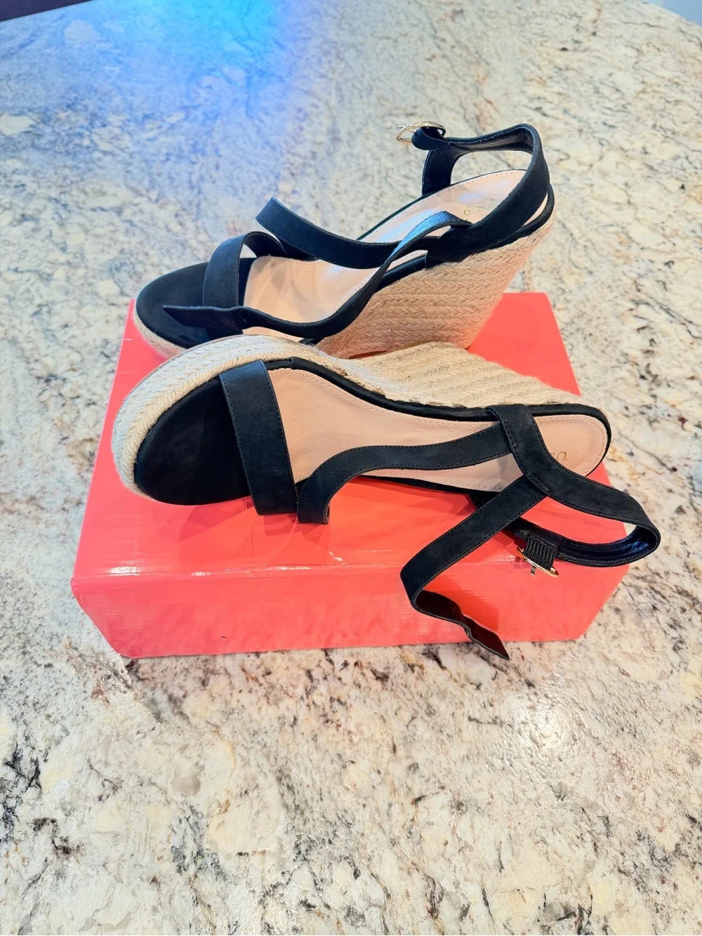 Black Wedge Sandals - Women size 9